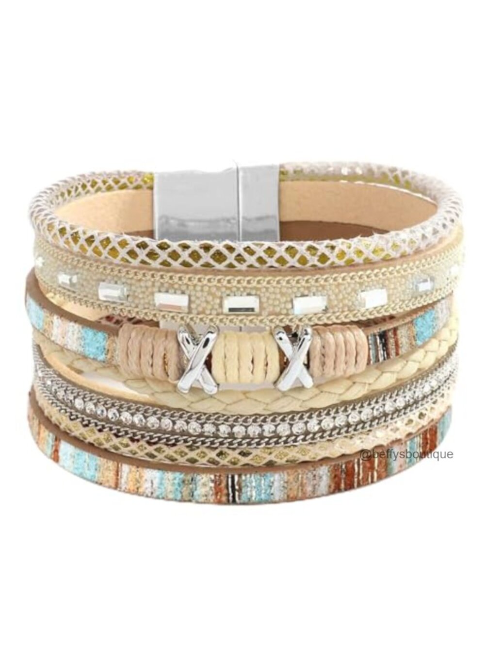 Leather Wrap Bracelet Boho Western Stacked Cuff Jewelry